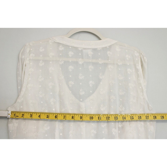 Cabi Sheer Midsummer Dress Eyelet Embroidered Floral Button Front Women 8 Cream - Picture 6 of 13